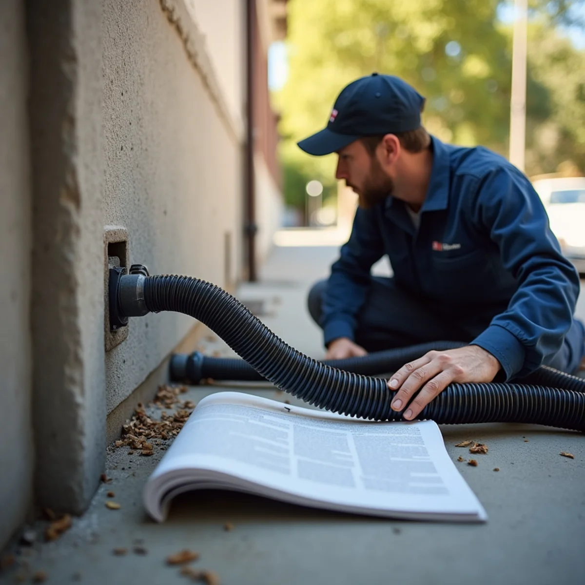 Dry air injected into a wall cavity during burst pipe restoration