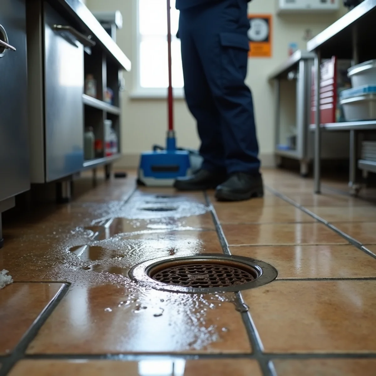 Commercial kitchen floor drain backing up in a Redwood City restaurant