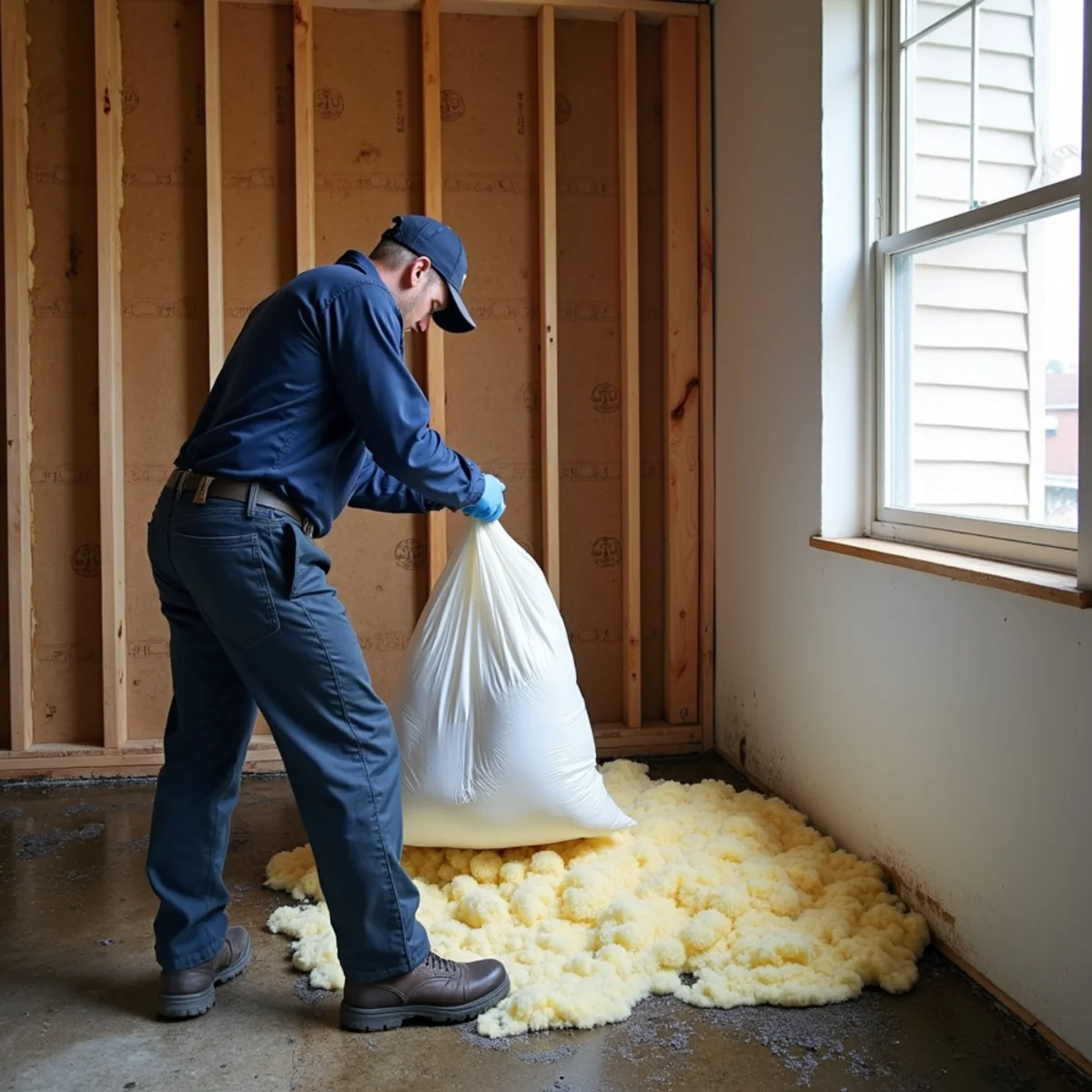 Wet batt insulation pulled from below-grade walls