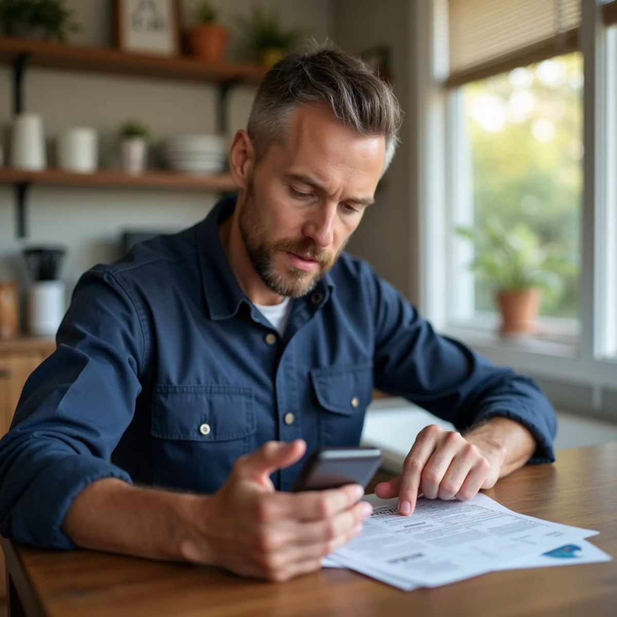 Homeowner comparing a rising water bill against the water meter