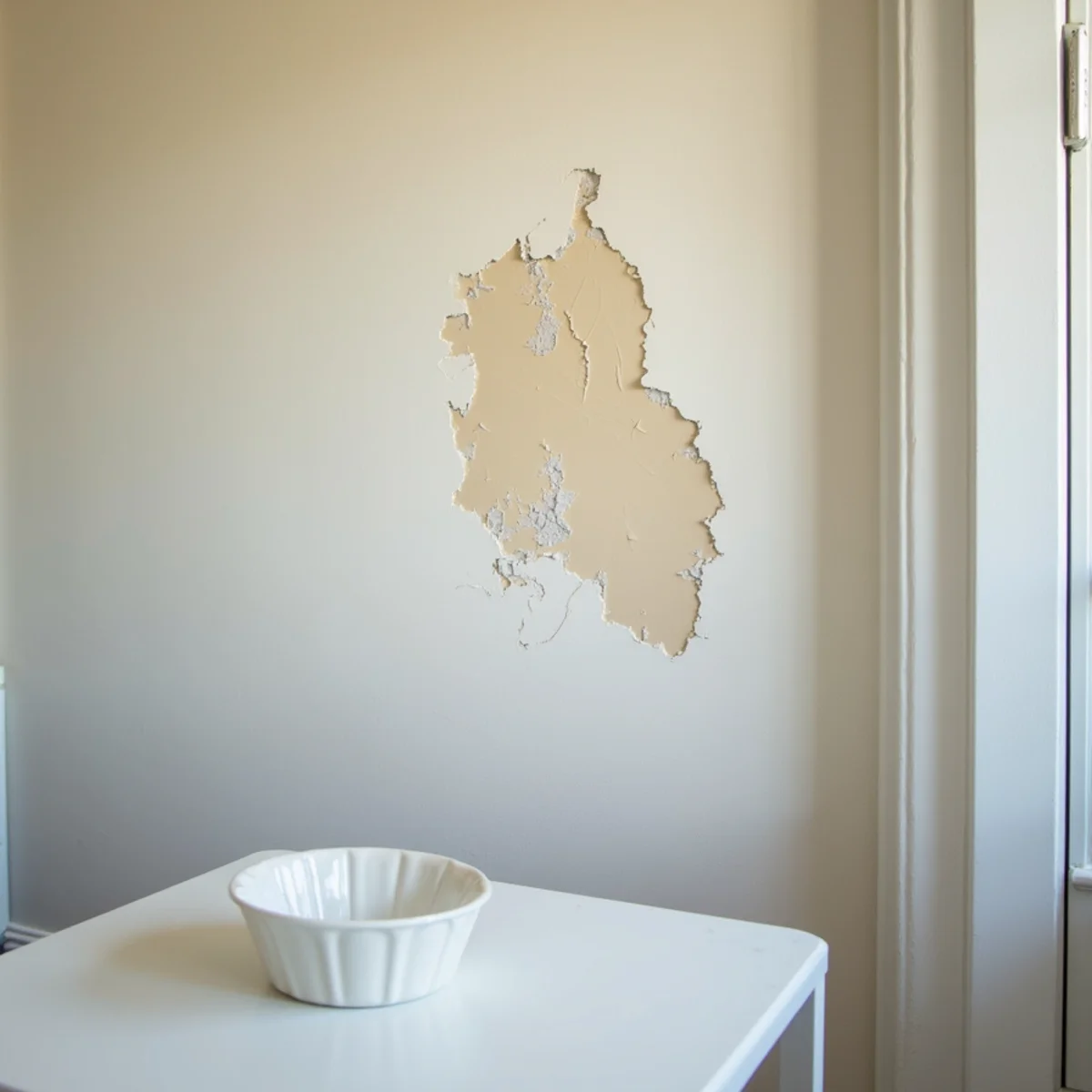 Peeling paint isolated to one damp interior wall
