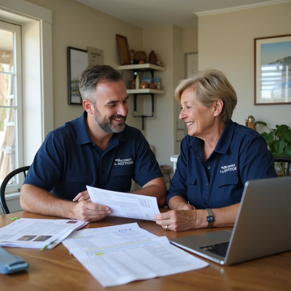 Homeowner reviewing a water damage insurance claim with documentation in San Mateo County