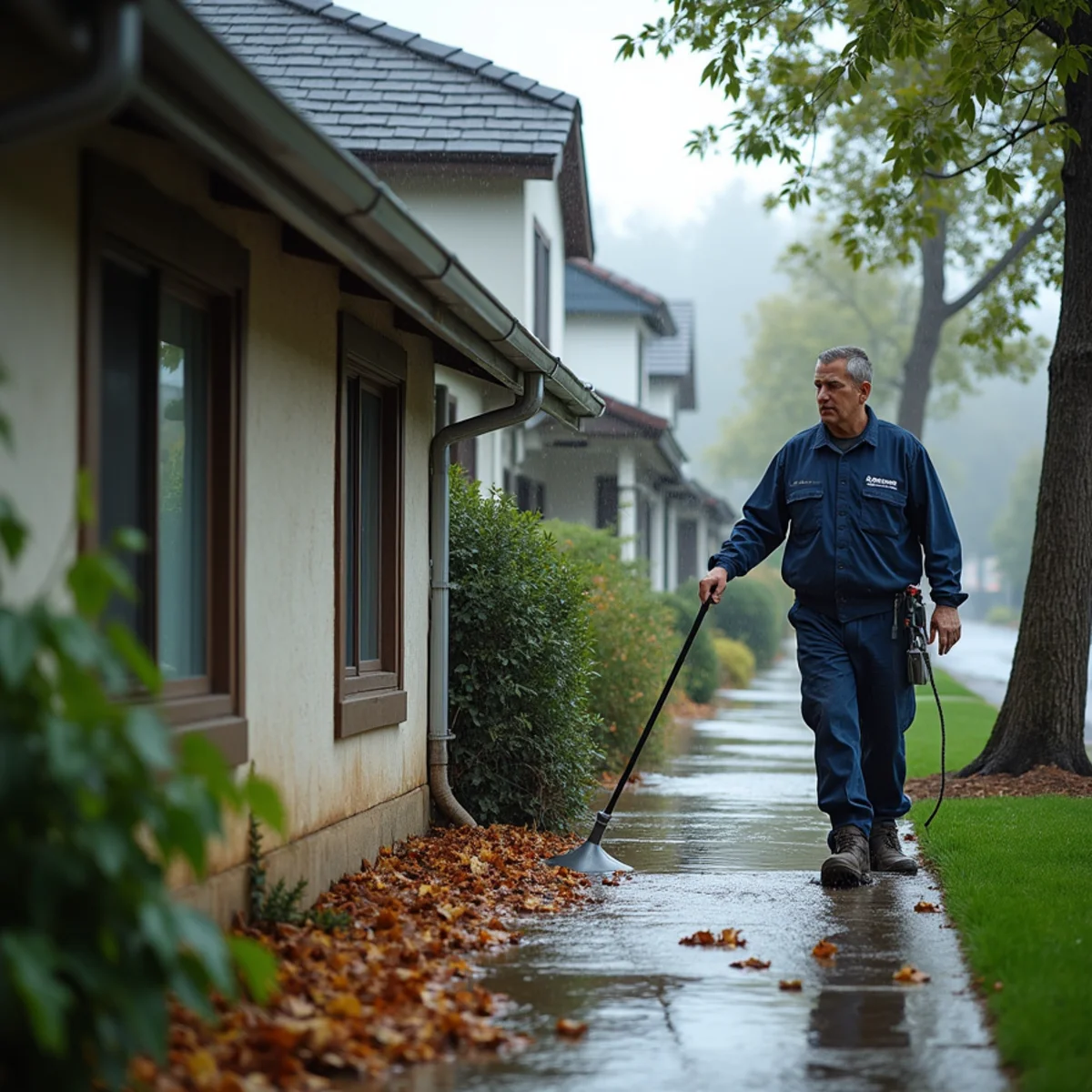 Heavy atmospheric river rain on a Redwood City home with gutters overflowing