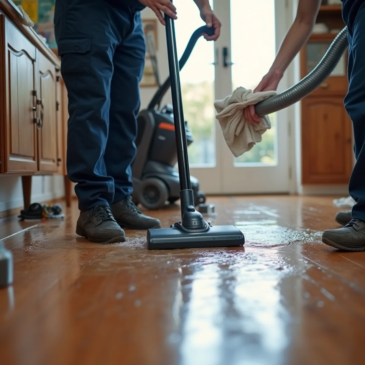 Household vacuum being kept away from standing water in a Redwood City home