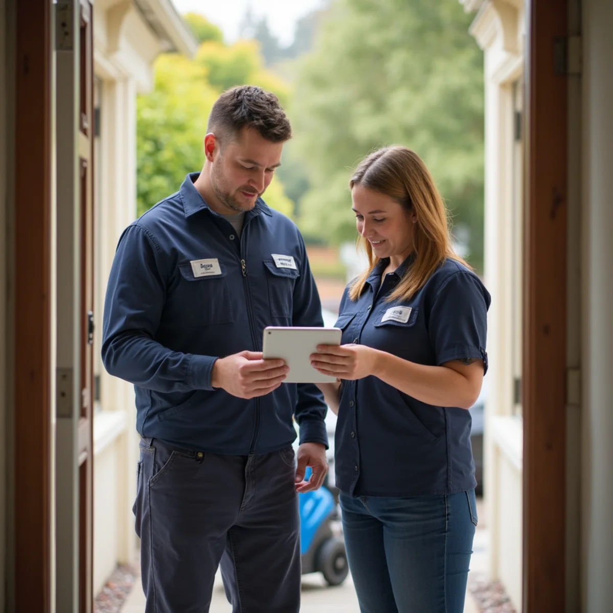Homeowner following emergency water damage steps in a Redwood City home