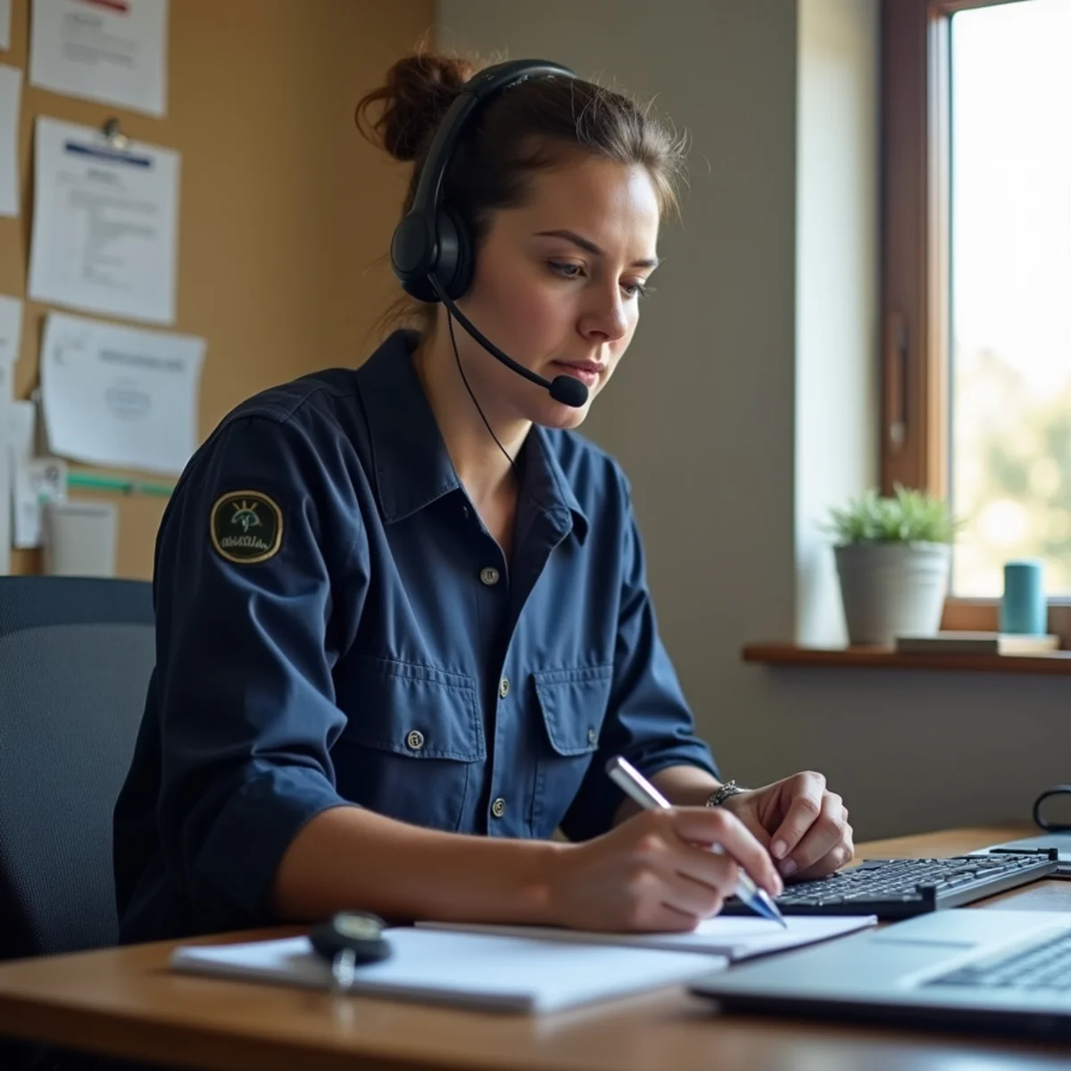 Water damage dispatcher taking an emergency call for a Redwood City property