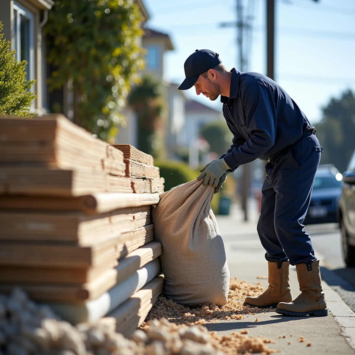 Contaminated carpet and drywall removed after flood damage in Redwood City