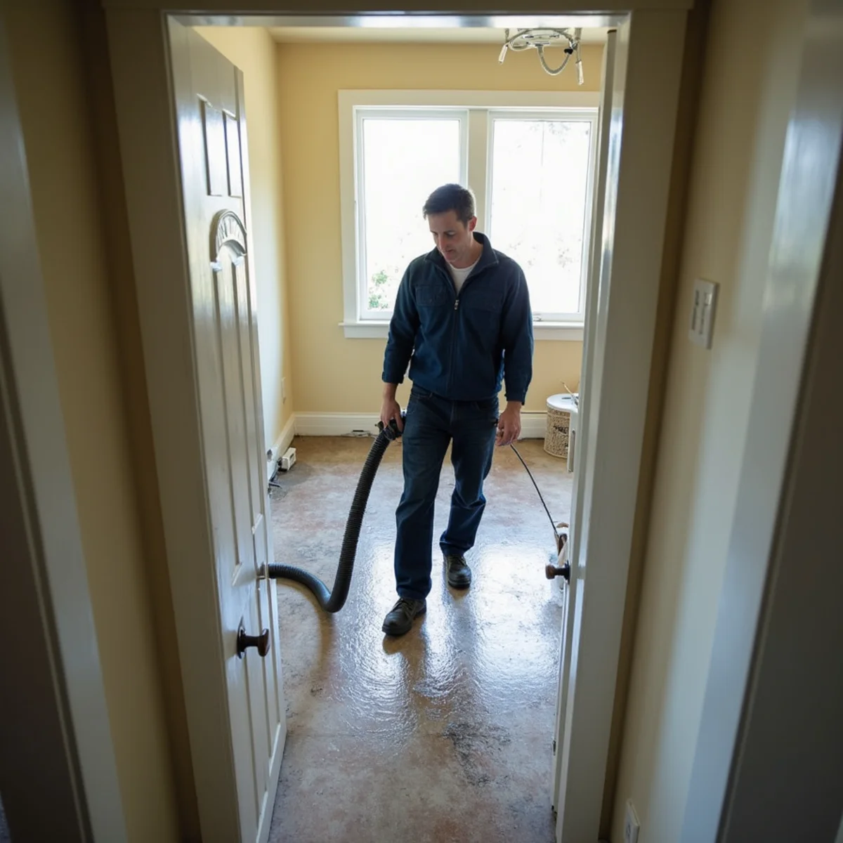 Water damage restoration work inside a Farm Hill, Redwood City home