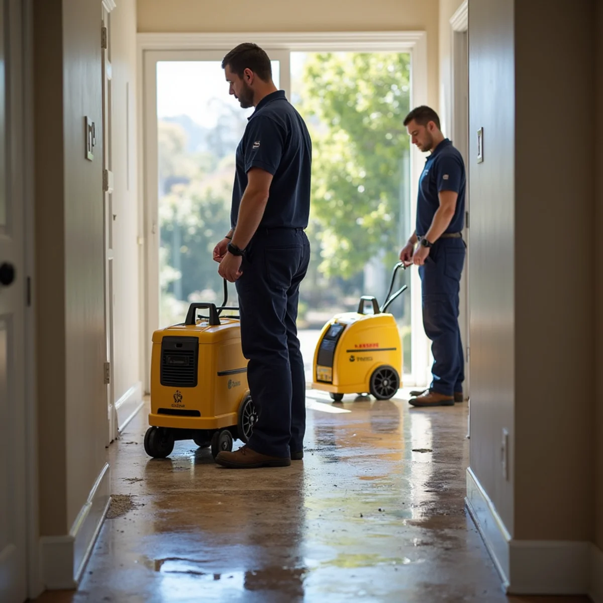Water damage restoration work inside a Palm Park, Redwood City home