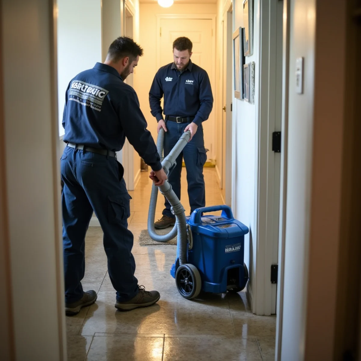 Water damage restoration work inside a Redwood Oaks, Redwood City home