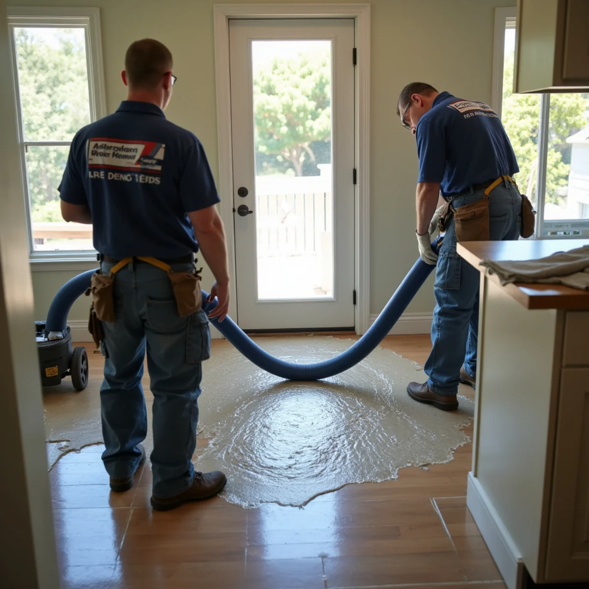 Water damage restoration work inside a Redwood Shores, Redwood City home