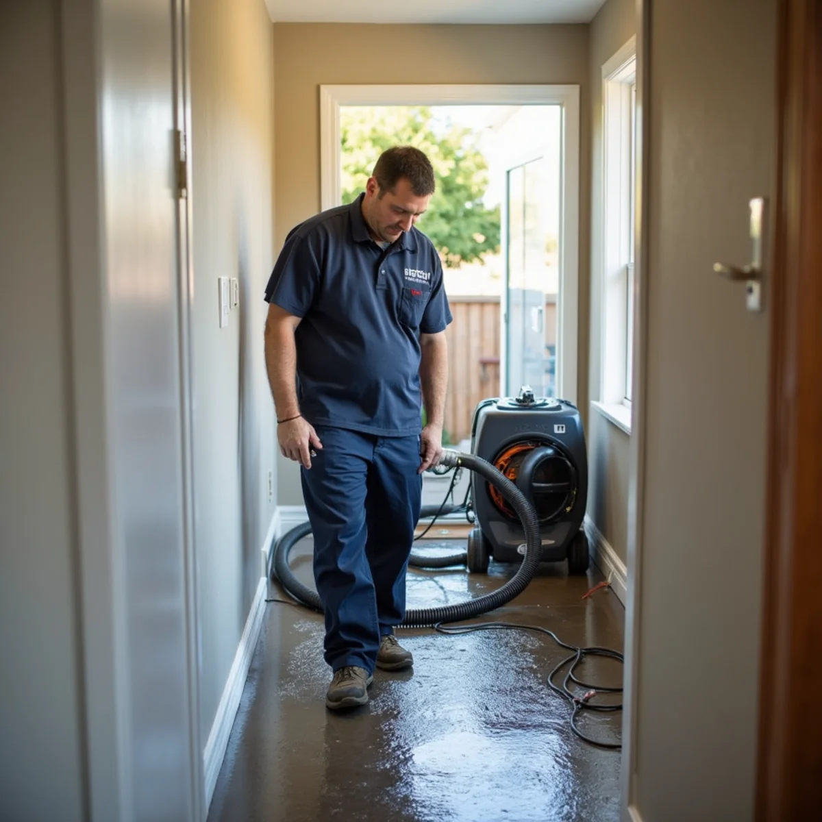 Water damage restoration work inside a Redwood Village, Redwood City home