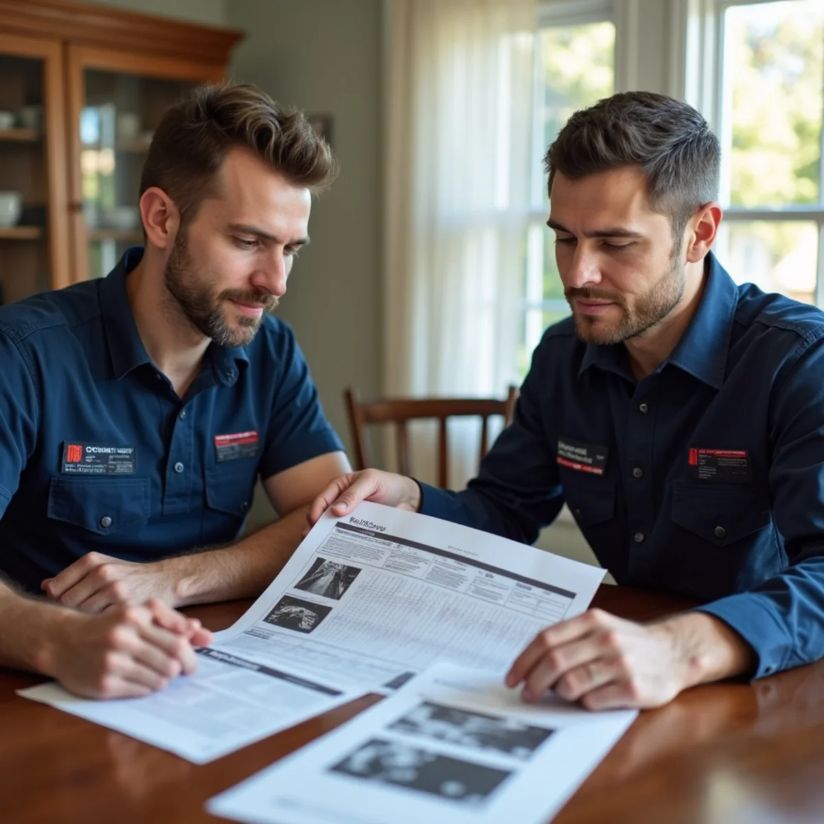 Restoration project manager reviewing moisture documentation with a Redwood City homeowner