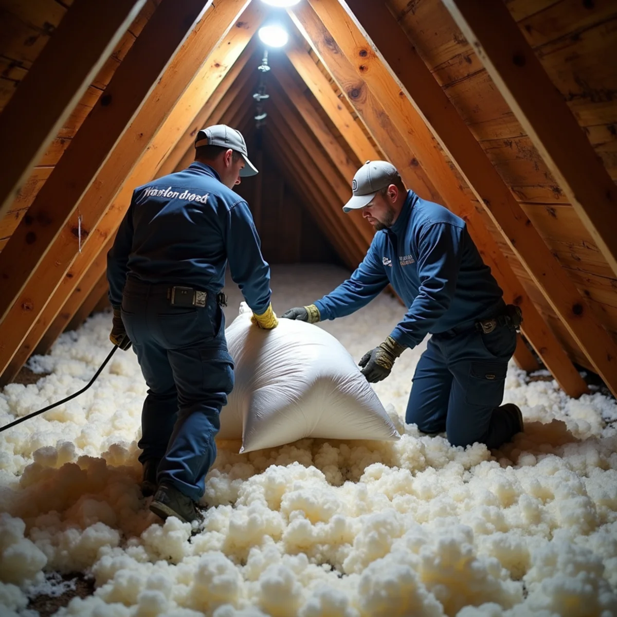 Wet attic insulation removed and framing dried after a roof leak in Redwood City