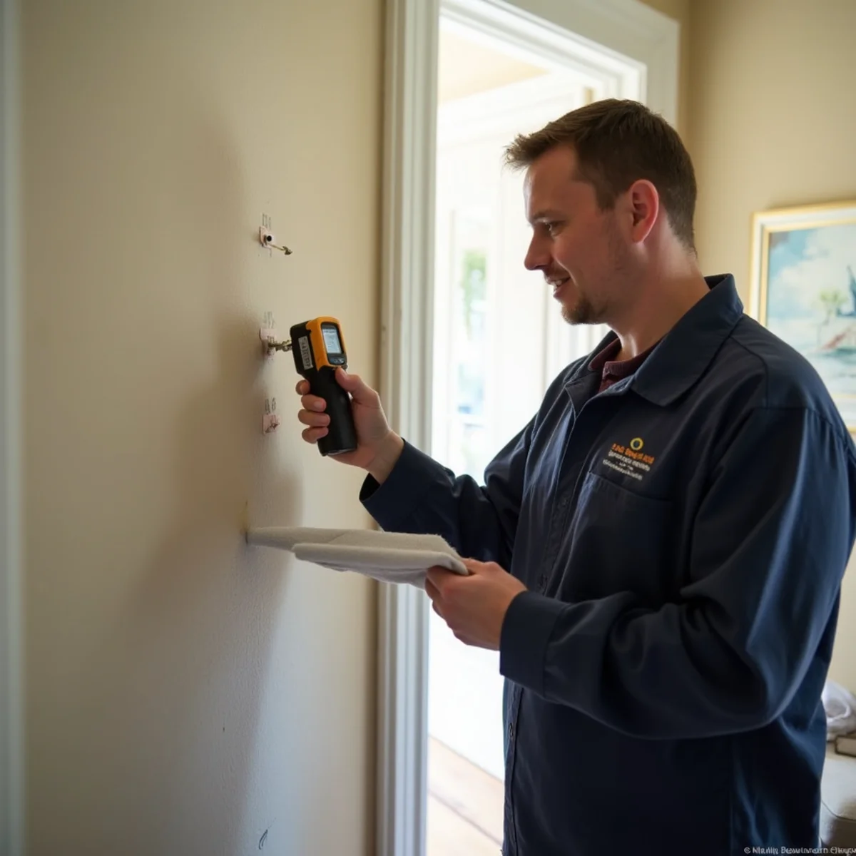 Water damage restoration work inside a Atherton, CA home