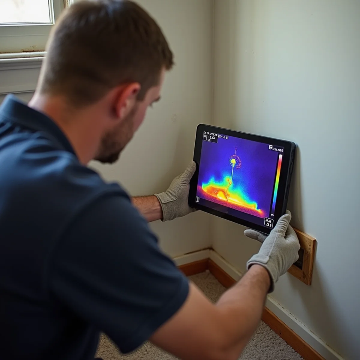 Water damage restoration work inside a Burlingame, CA home