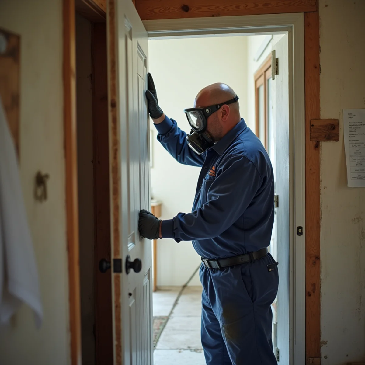 Water damage restoration work inside a El Granada, CA home