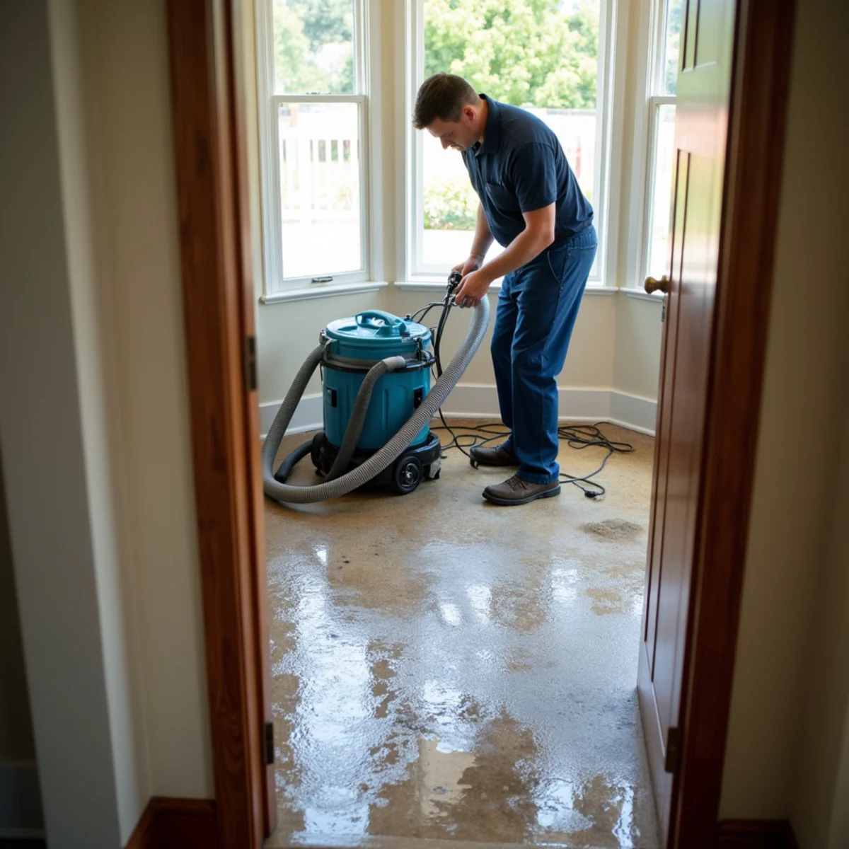 Water damage restoration work inside a Emerald Lake Hills, CA home