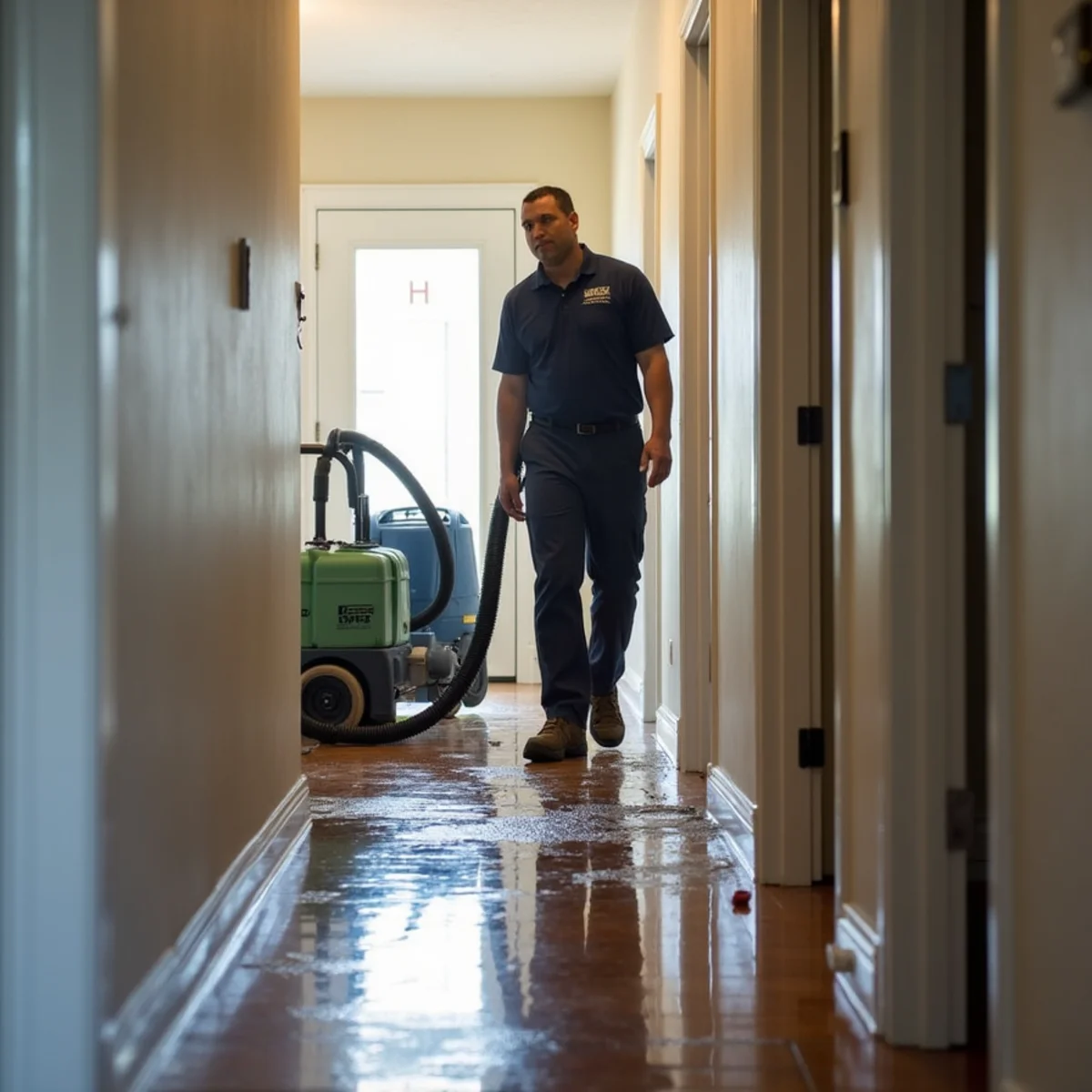 Water damage restoration work inside a Hayward, CA home