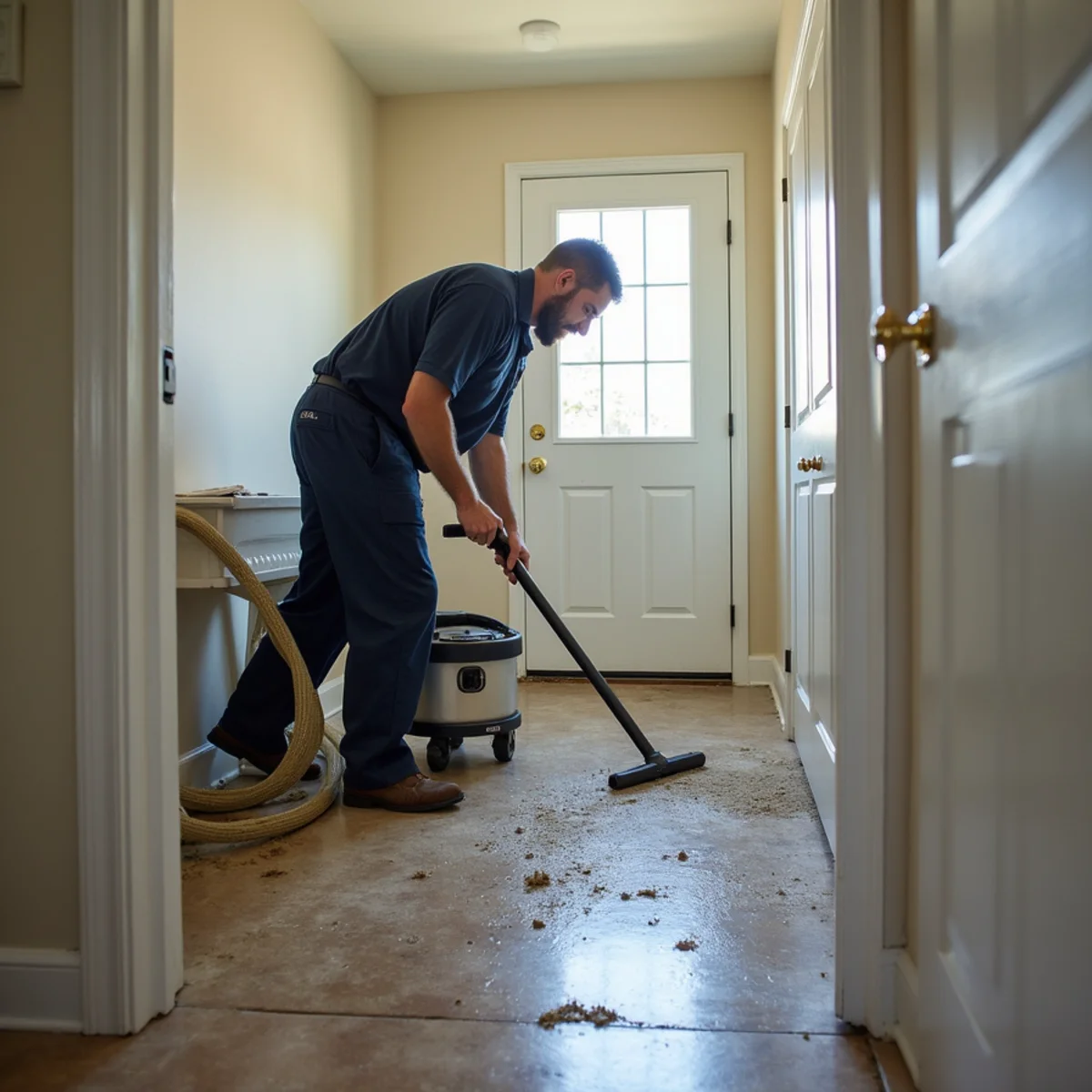 Water damage restoration work inside a Highlands-Baywood Park, CA home