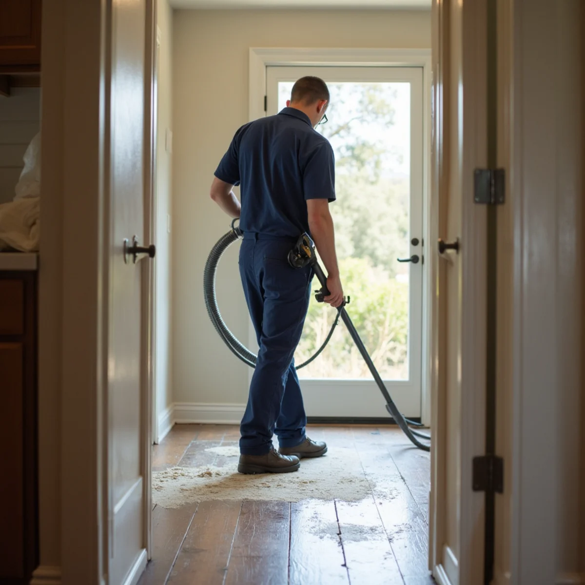 Water damage restoration work inside a Los Altos Hills, CA home