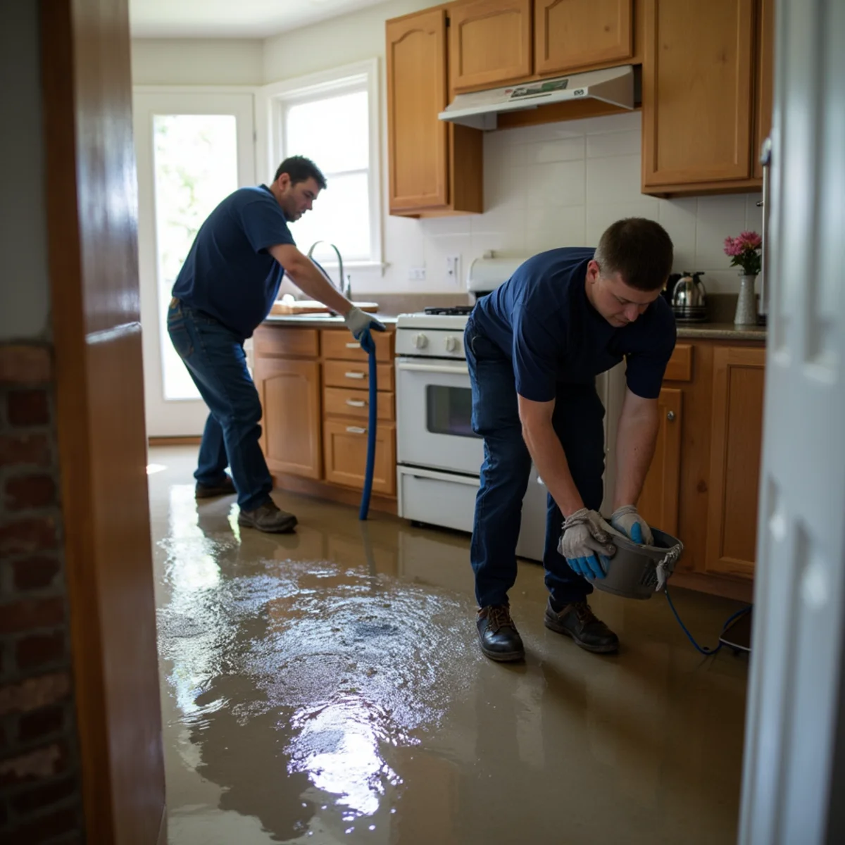 Water damage restoration work inside a Menlo Park, CA home