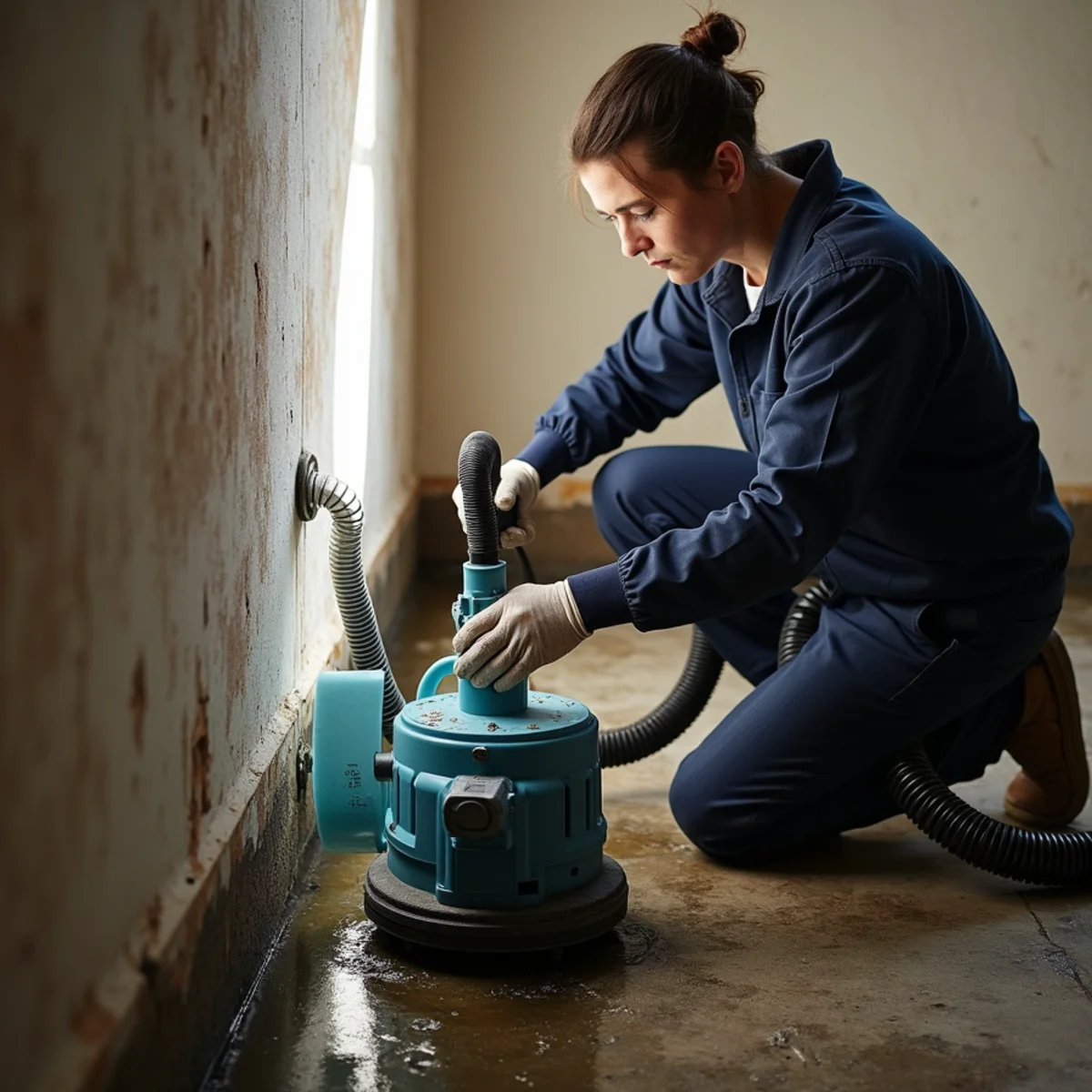Water damage restoration work inside a Oakland, CA home
