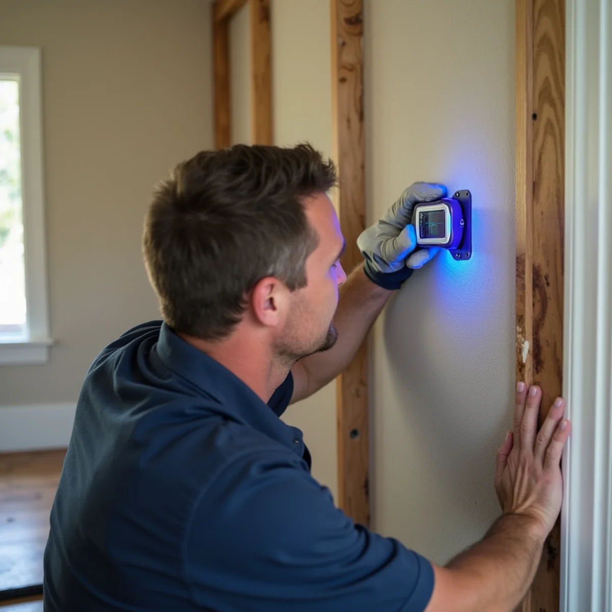 Water damage restoration work inside a Palo Alto, CA home