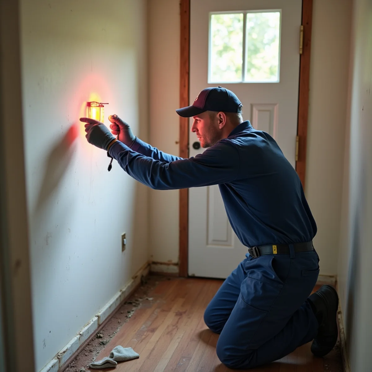 Water damage restoration work inside a Pleasanton, CA home