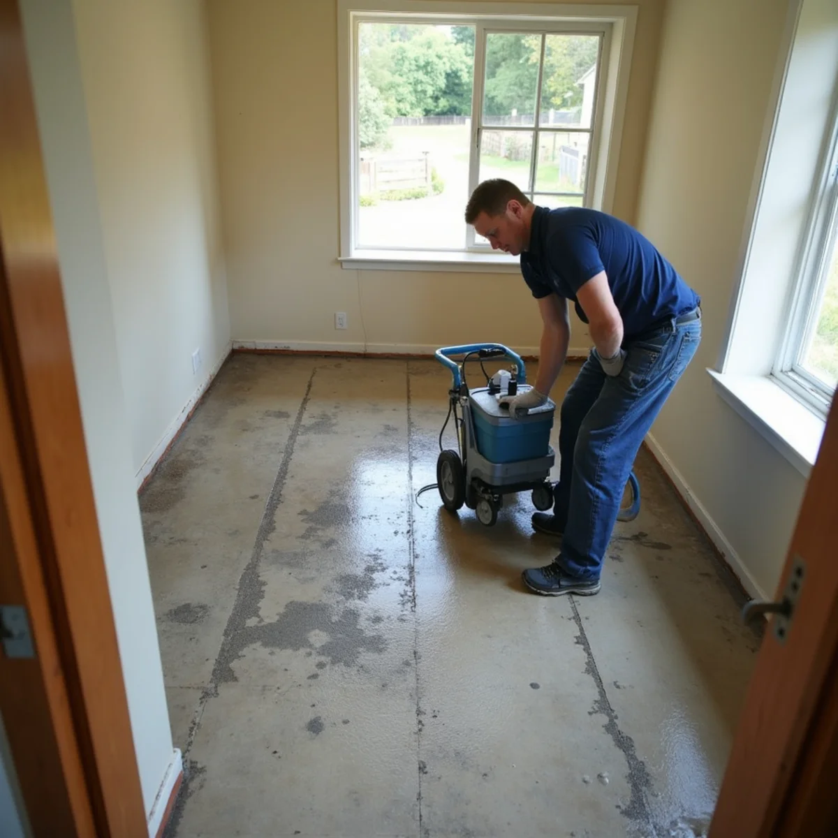 Water damage restoration work inside a Portola Valley, CA home