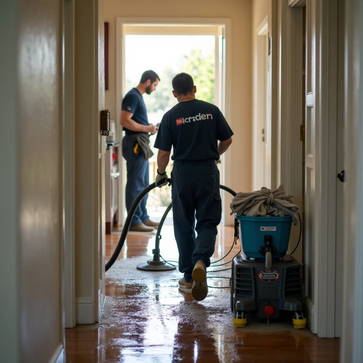 Water damage restoration work inside a San Jose, CA home