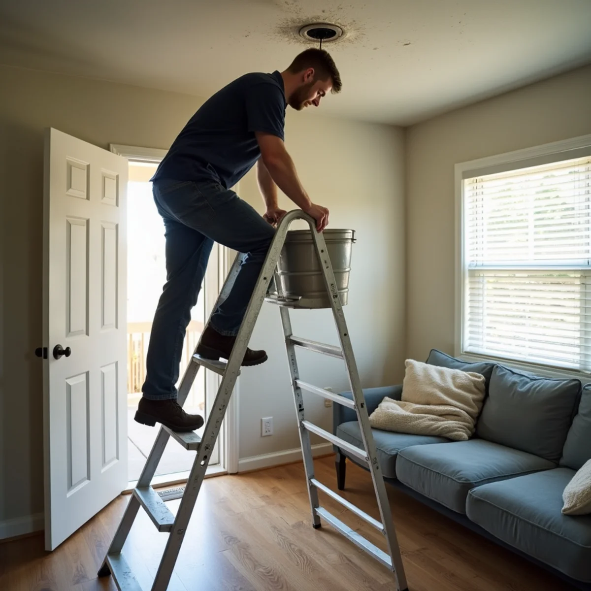 Water damage restoration work inside a Santa Clara, CA home