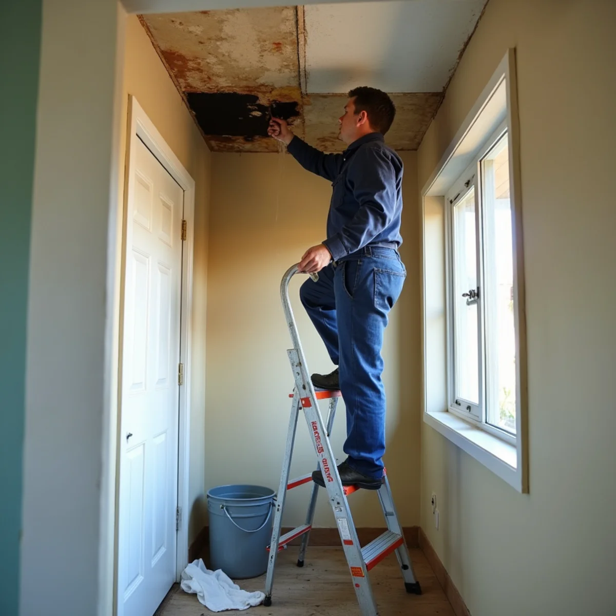 Water damage restoration work inside a Sunnyvale, CA home