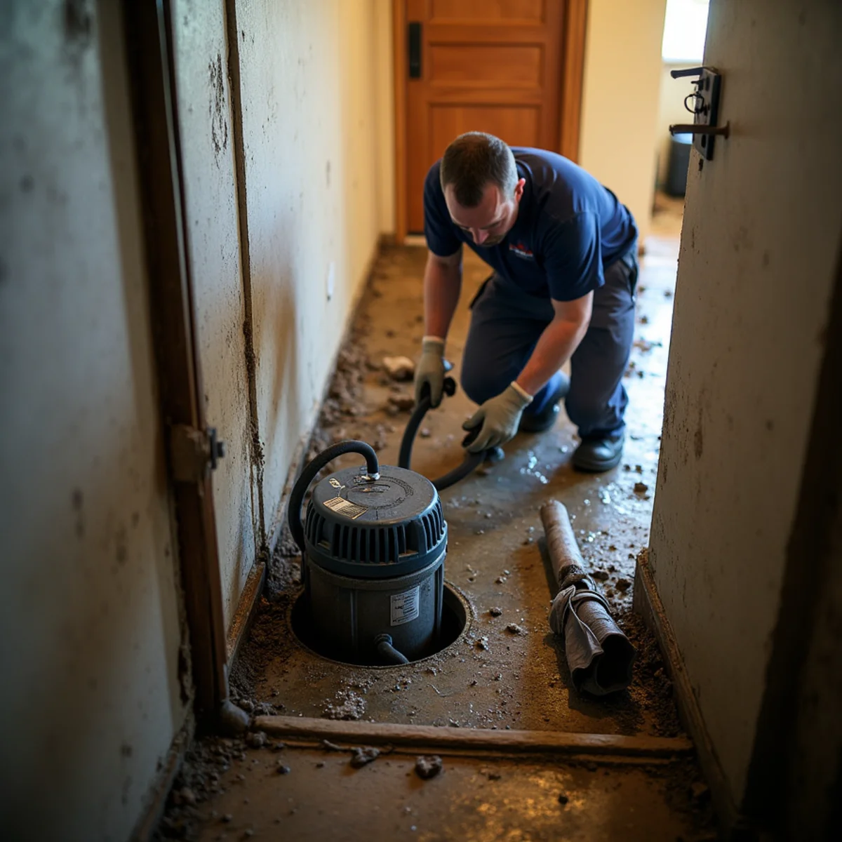 Water damage restoration work inside a West Menlo Park, CA home