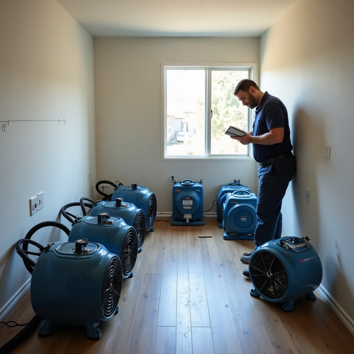 LGR dehumidifiers and air movers drying a Redwood City home after water damage