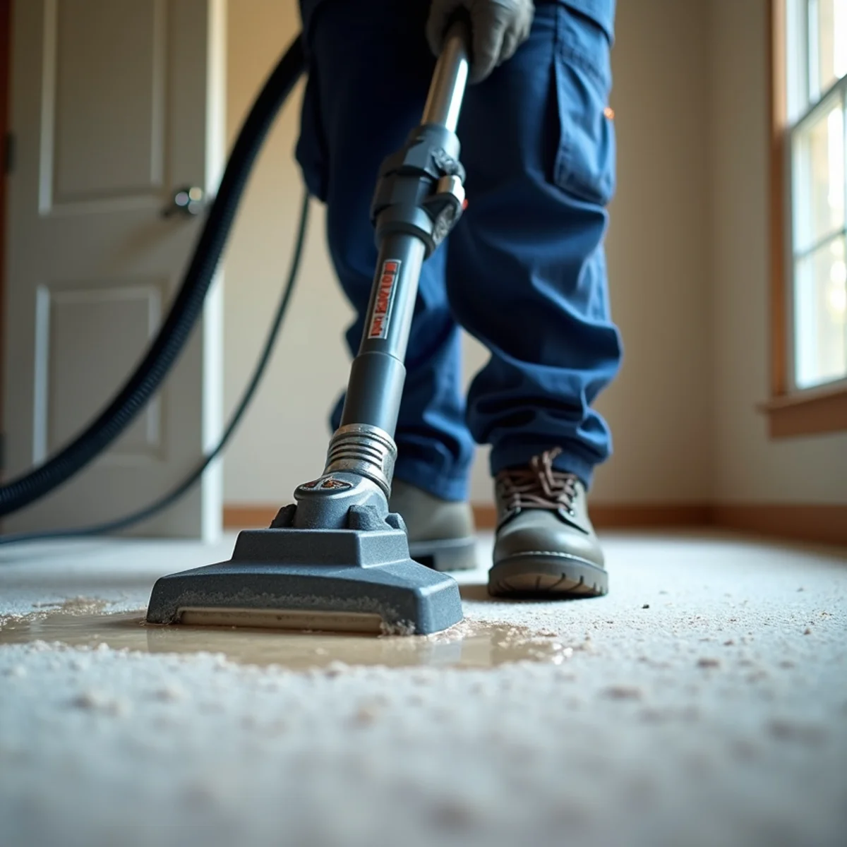 Sub-surface extraction tool pulling water from carpet and pad in Redwood City